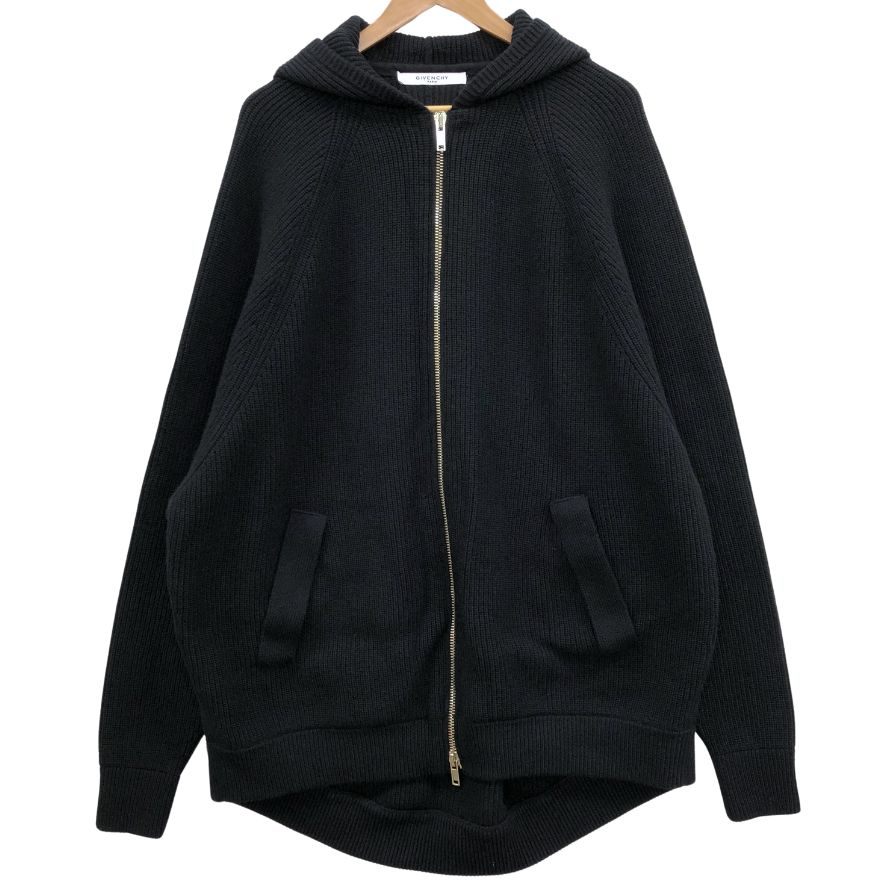 極美品◆ジバンシー ニット フード コート ダブルジップ レディース カシミア混 サイズXS ブラック 15A 0870 515 GIVENCHY 【AFB17】