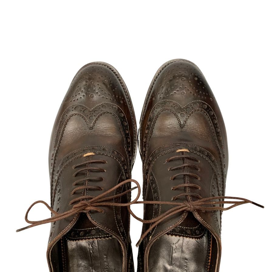 美品◆サントーニ レザーシューズ 8150 レースアップシューズ ウィングチップ ダークブラウン メンズ サイズ6F santoni【AFC46】