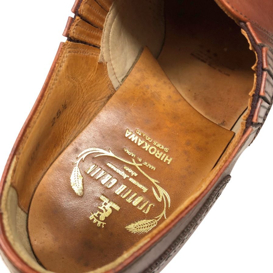 スコッチグレイン スリッポン 8106 サイドエラスティック メダリオン レザー ブラウン サイズ25.5 SCOTCH GRAIN 約25.5cm【AFC35】