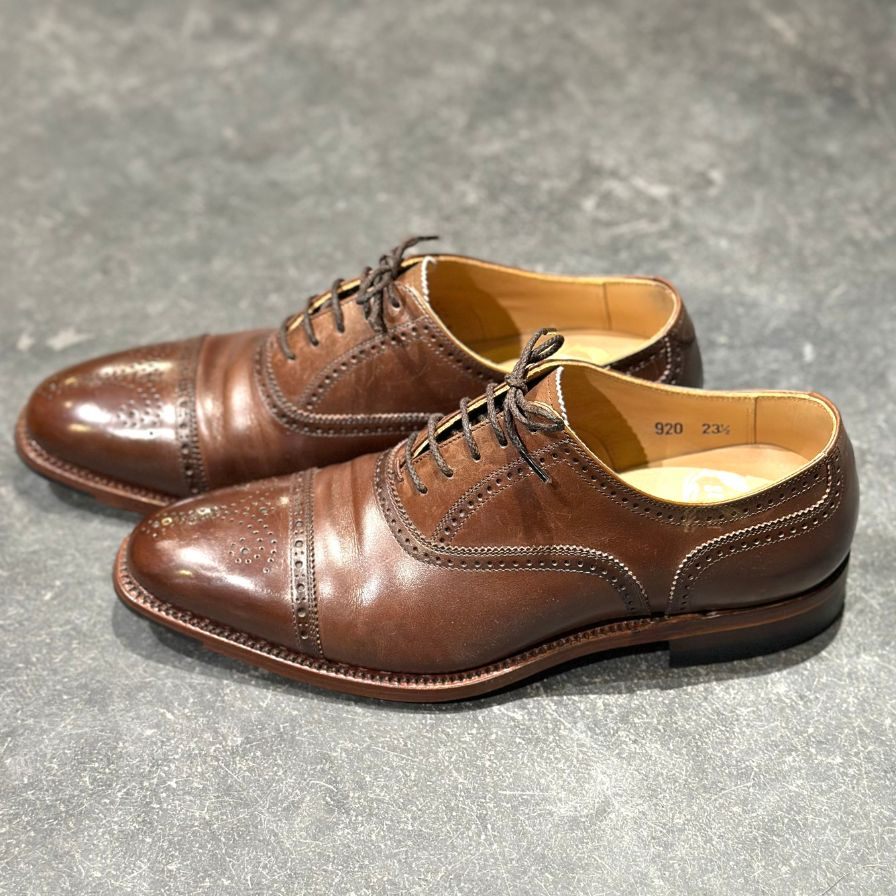 スコッチグレイン レザーシューズ 920 オデッサ セミブローグ ダークブラウン サイズ23.5 SCOTCH GRAIN ビジネスシューズ 約23.5cm【LA】【中古】