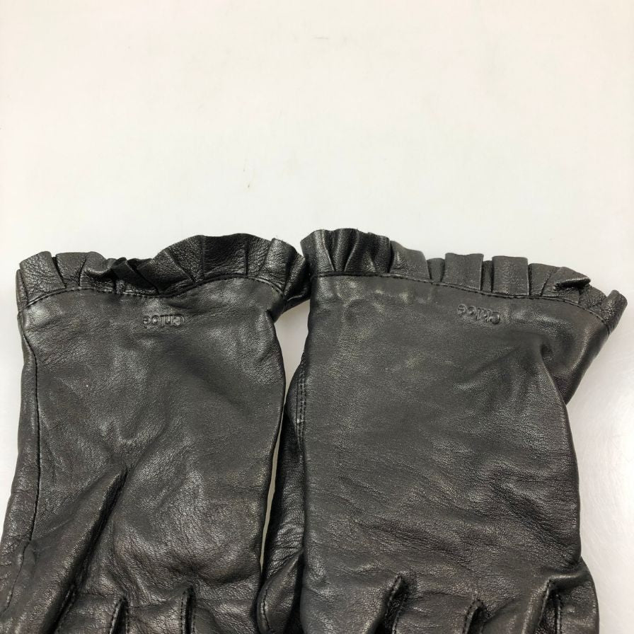 クロエ レザーグローブ レース風 レディース ブラック サイズS相当 Chloe【AFI13】【中古】