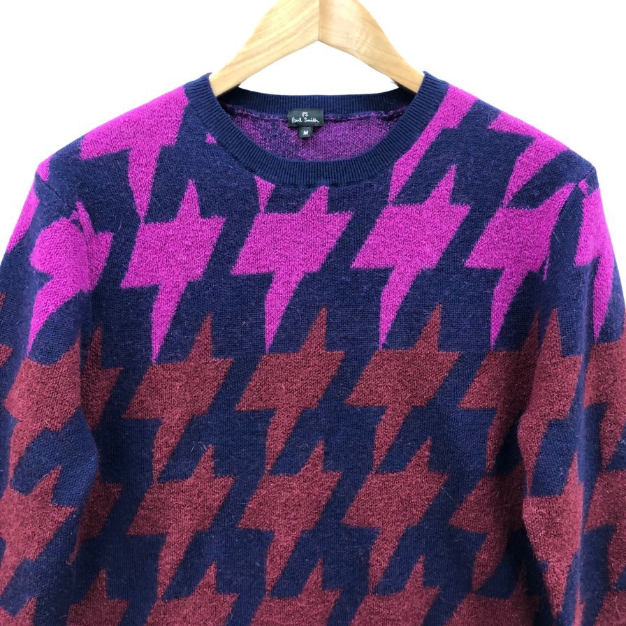 美品◆ポールスミス ロングスリーブニット 総柄 モヘア メンズ サイズM Paul Smith 【AFB3】