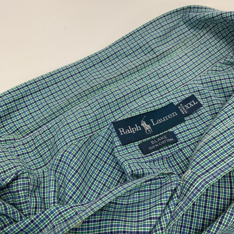 美品◆ポロ ラルフローレン ボタンダウンシャツ 90S オールド メンズ ブルー サイズXXL Polo Ralph Lauren 【AFB11】