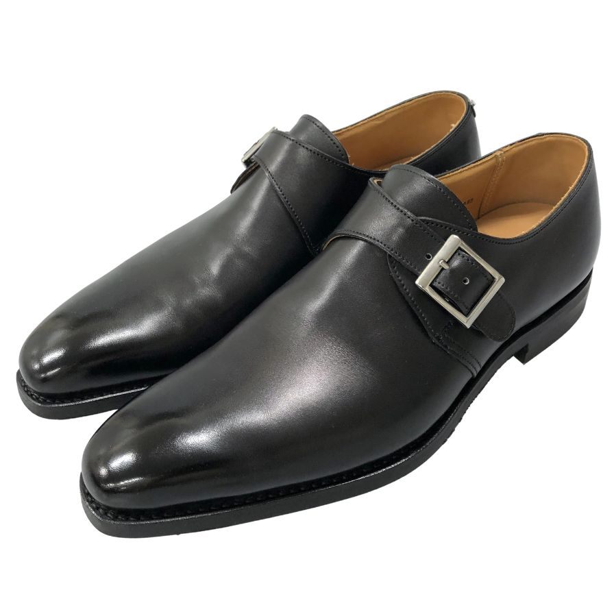 クロケット&ジョーンズ レザーシューズ シングルモンク モンクトン ブラック メンズ サイズ5.5 CROCKETT&JONES MONKTON ビジネスシューズ 約24.0cm【LA】【中古】