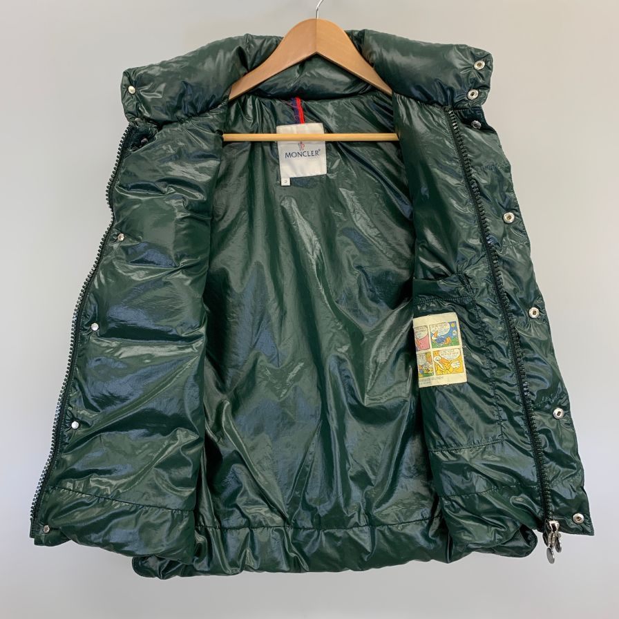 中古■モンクレール ダウンベスト チベット ワッペン スペシャル 代理店スープリームス メンズ サイズ2 グリーン MONCLER 【AFA13】