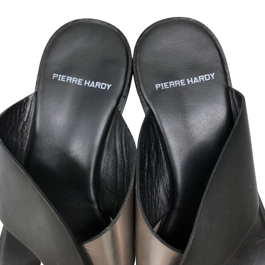 ピエール アルディ フラットサンダル レディース サイズ38 ブラック×シルバー PIERRE HARDY 約24.0cm【AFC47】