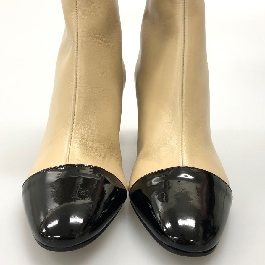 ファビオルスコーニ ブーツ ヒール パンプス バイカラー ジップ サイズ39 レディース ベージュ系 FABIO RUSCONI 約25.5cm【AFD15-2】
