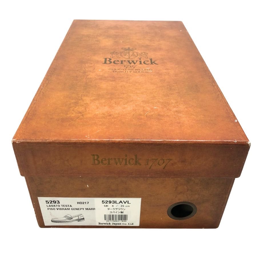 バーウィック コインローファー 5293 ボックスカーフ ブラウン メンズ サイズ25 Berwick 約25.0cm【AFD7】