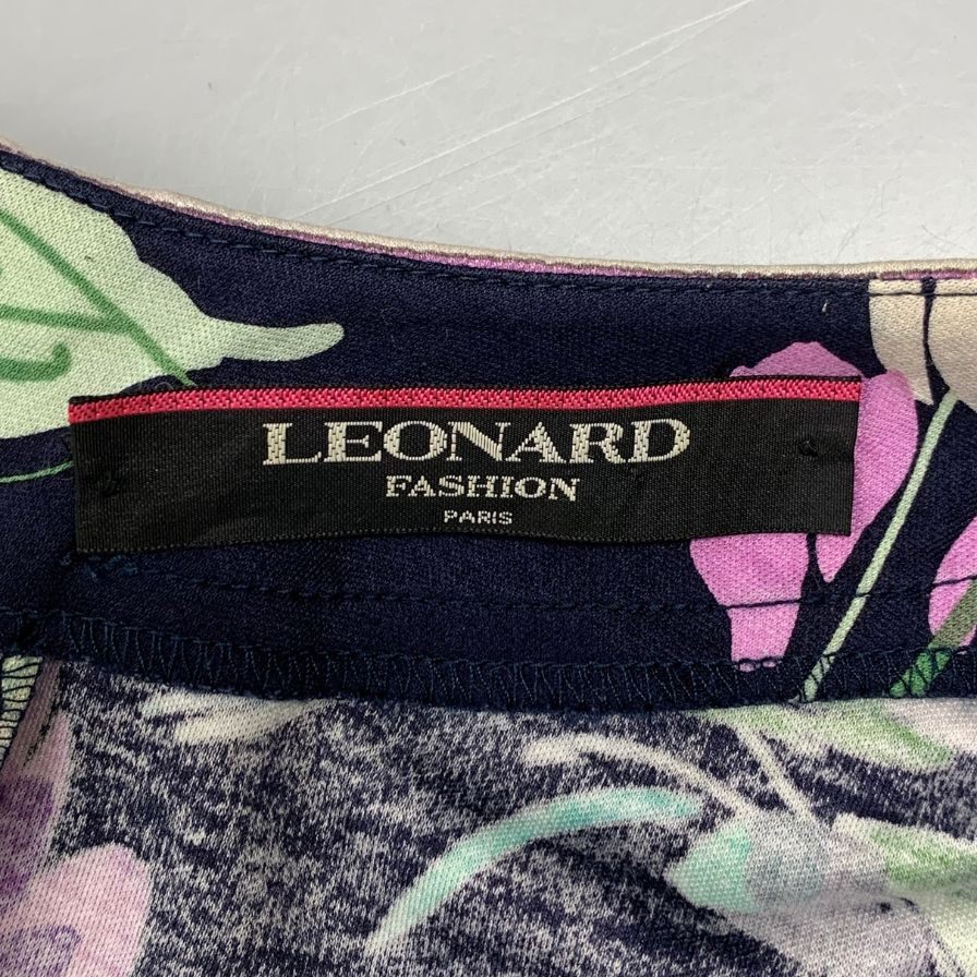 極美品◆レオナール 半袖 カットソー コットン レディース サイズLL 総柄 Leonard 【AFB35】