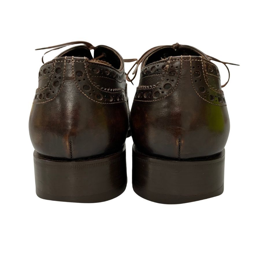 美品◆サントーニ レザーシューズ 8150 レースアップシューズ ウィングチップ ダークブラウン メンズ サイズ6F santoni【AFC46】