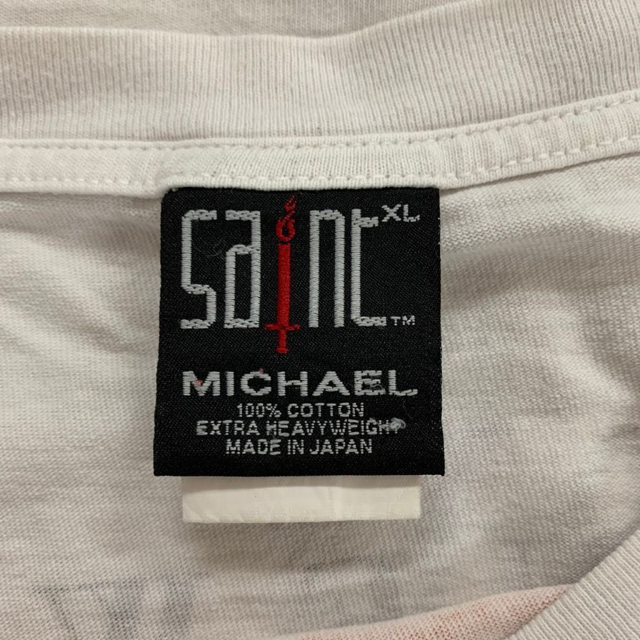 美品◆セントマイケル Tシャツ SMプリント 21AW サイズXL メンズ ホワイト SAINT MICHAEL 【AFB19】