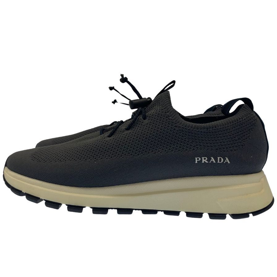 中古◆プラダ スニーカー 3491 メッシュ ニット サイズ6.5 グレー系 メンズ PRADA【AFC40】
