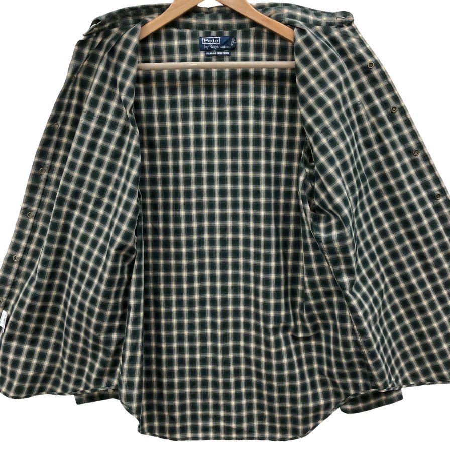 ポロ バイ ラルフローレン ウエスタンシャツ チェック柄 グリーン系 メンズ サイズLL Polo By RALPH LAUREN【LA】
