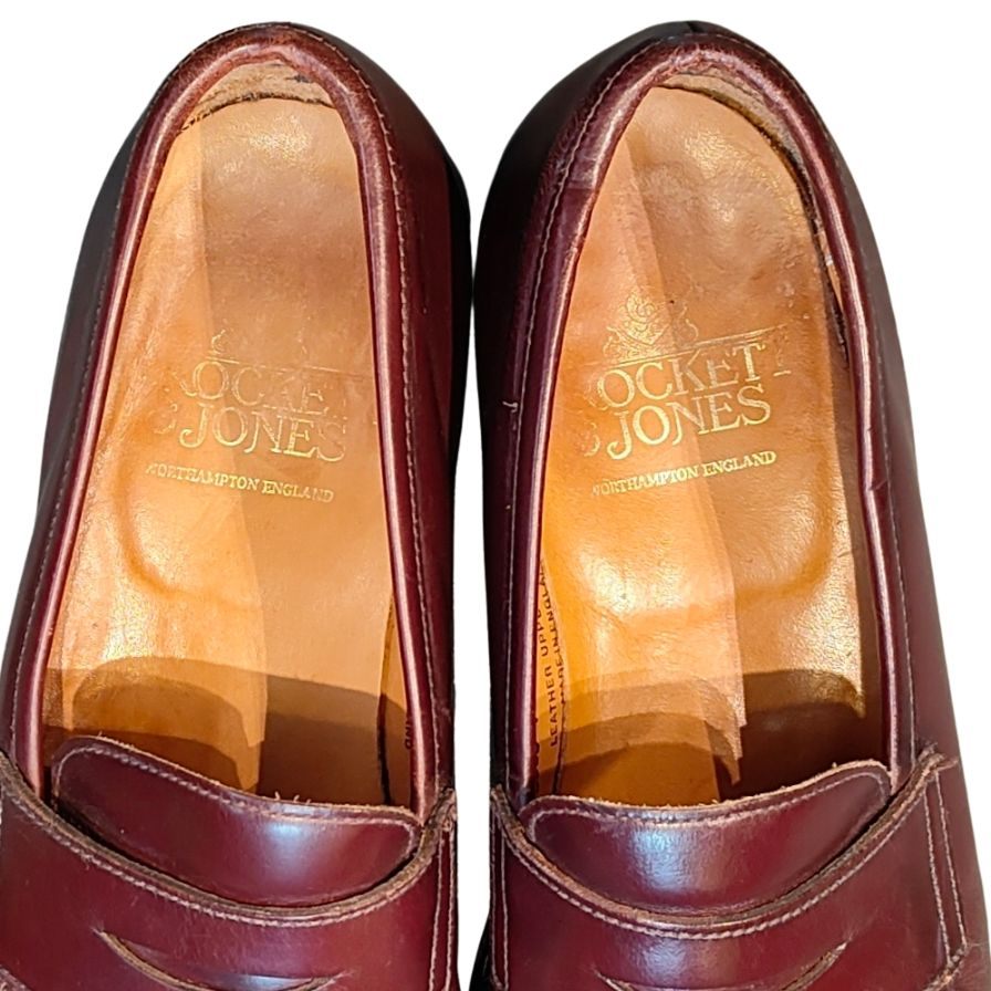 クロケット&ジョーンズ レザーシューズ ボストン バーガンディ サイズUK6E Crockett&Jones ローファー 約24.5cm【LA】【中古】