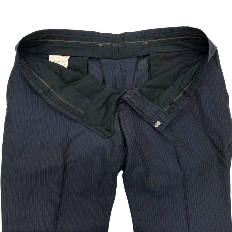 グッチ スーツ セットアップ 2Bジャケット ウール×シルク ブラック ストライプ 28JNF1 メンズ サイズ56 GUCCI【AFA2】