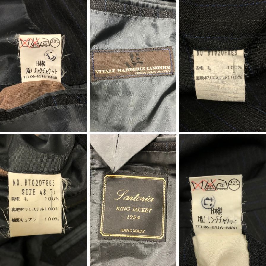 リングヂャケット×カノニコ スーツ セットアップ ストライプ サイズ48 ブラック系 メンズ RING JACKET VITALE BARBERIS CANONICO【AFA24】