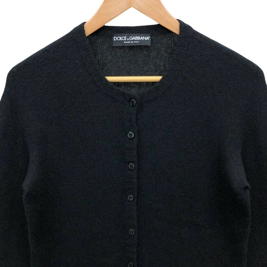 極美品◆ドルチェ&ガッバーナ カーディガン カシミア&シルク レディース サイズ42 ブラック DOLCE&GABBANA 【AFB31】