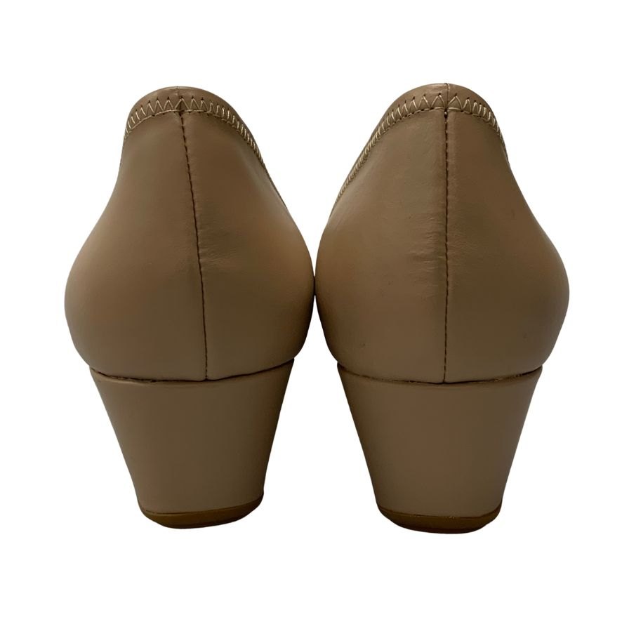 未使用◆コールハーン パンプス タリ グランド ボウ ウェッジ40 W03007 レザー ベージュ レディース サイズ7B COLE HAAN TALI GRAND LAC WEG40【AFD14】