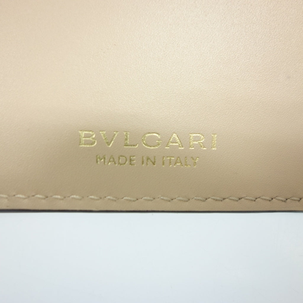 美品◆ブルガリ カードケース 二つ折り セルペンティ フォーエバー カルングレザー ベージュ系 BVLGARI【AFI14】