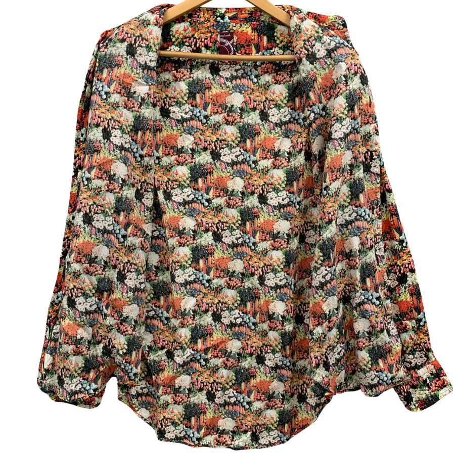 美品◆ポールスミス シャツ 長袖 Seed Packe PRINT SHIRT 総柄 レッド系 セルロース サイズL メンズ Paul Smith 【AFB27】