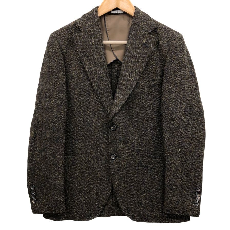 極美品◆スーツセレクト テーラードジャケット ハリスツイード ブラウン サイズY5 SUIT SELECT 【AFB42】