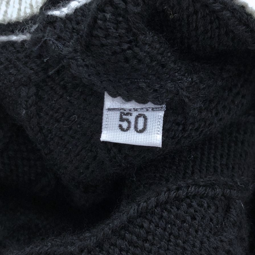 美品◆バフィー チルデンニット Vネック ウール ブラック×ホワイト×キャメル サイズ50 メンズ イタリア製 BAFY MADE IN ITALY 【AFB40】