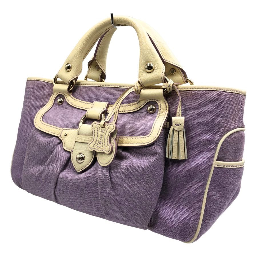 セリーヌ ハンドバッグ ブギー キャンバス レザー パープル レディース CELINE【AFE10】