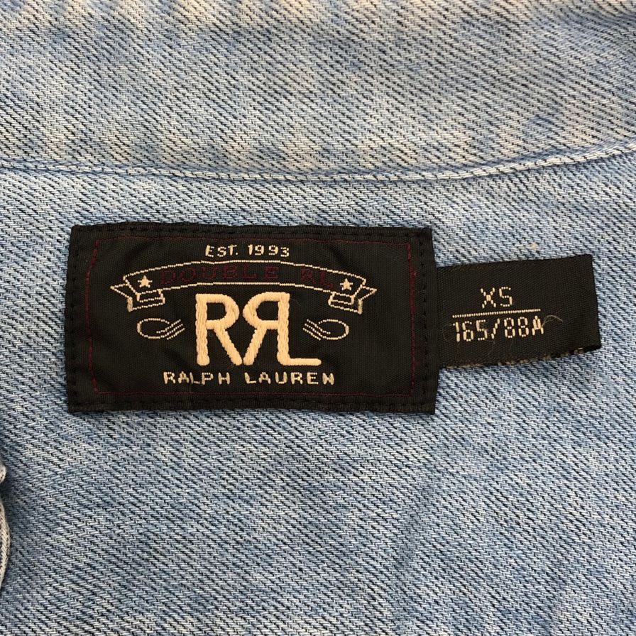 美品◆ダブルアールエル ラルフローレン 90S デニムシャツ ブルー系 メンズ サイズXS RRL RALPH LAUREN 【AFB1】