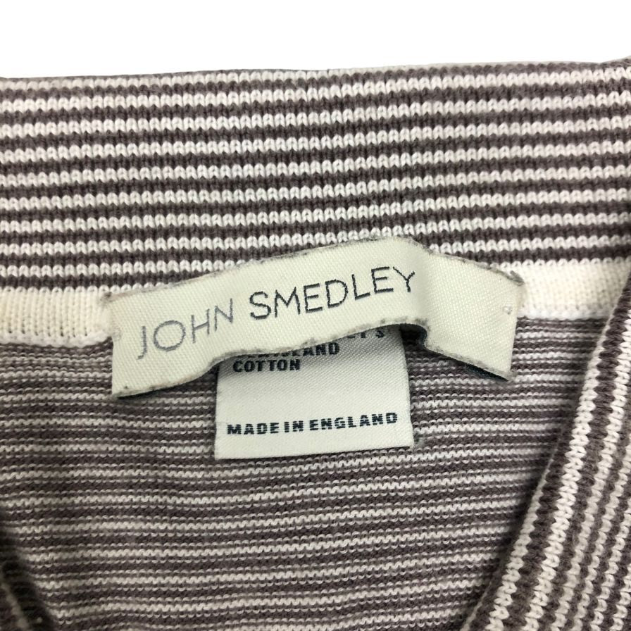 美品◆ジョンスメドレー ポロシャツ ニット 半袖 ボーダー サイズM メンズ グレー系 JOHN SMEDLEY 【AFB2】