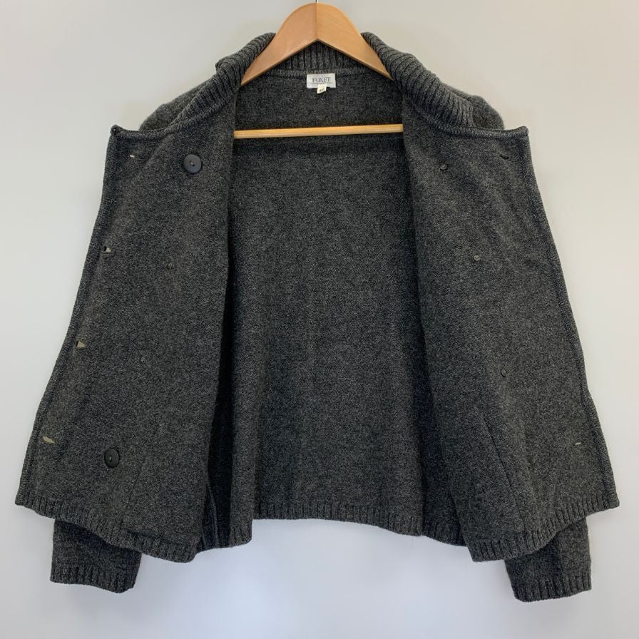 美品◆フォクシー ブティック ジャケット ウール ニット ダブルブレスト グレー レディース サイズ 40 FOXEY BOUTIQUE 【AFB28】