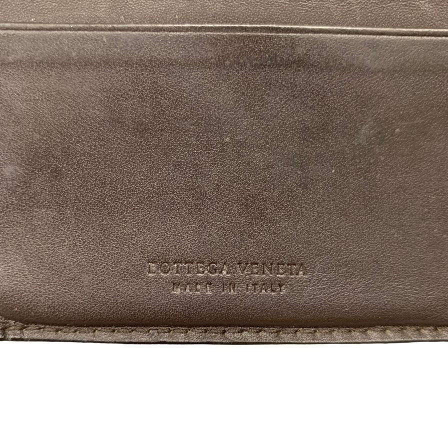 ボッテガヴェネタ イントレチャート 二つ折り財布 レザー ブラウン系 BOTTEGA VENETA【AFI4】