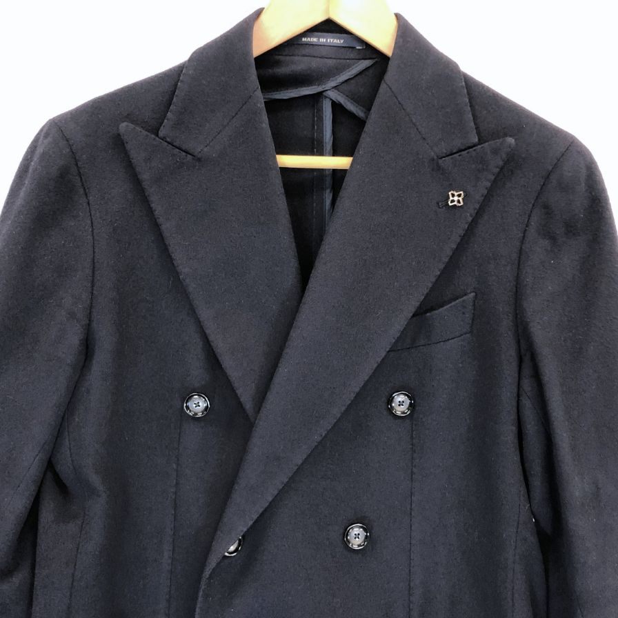 中古◆タリアトーレ テーラードジャケット 6B ダブル ブレザー カシミア100% 1SMC20K ネイビー メンズ サイズ44 TAGLIATORE 【AFB14】