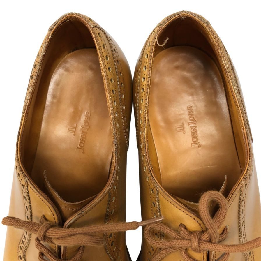 ジョンロブ レザーシューズ ストレートチップ アデレード カーフ ライトブラウン メンズ サイズUK8E JOHN LOBB ADELAIDE ビジネスシューズ 約26.5cm【LA】【中古】