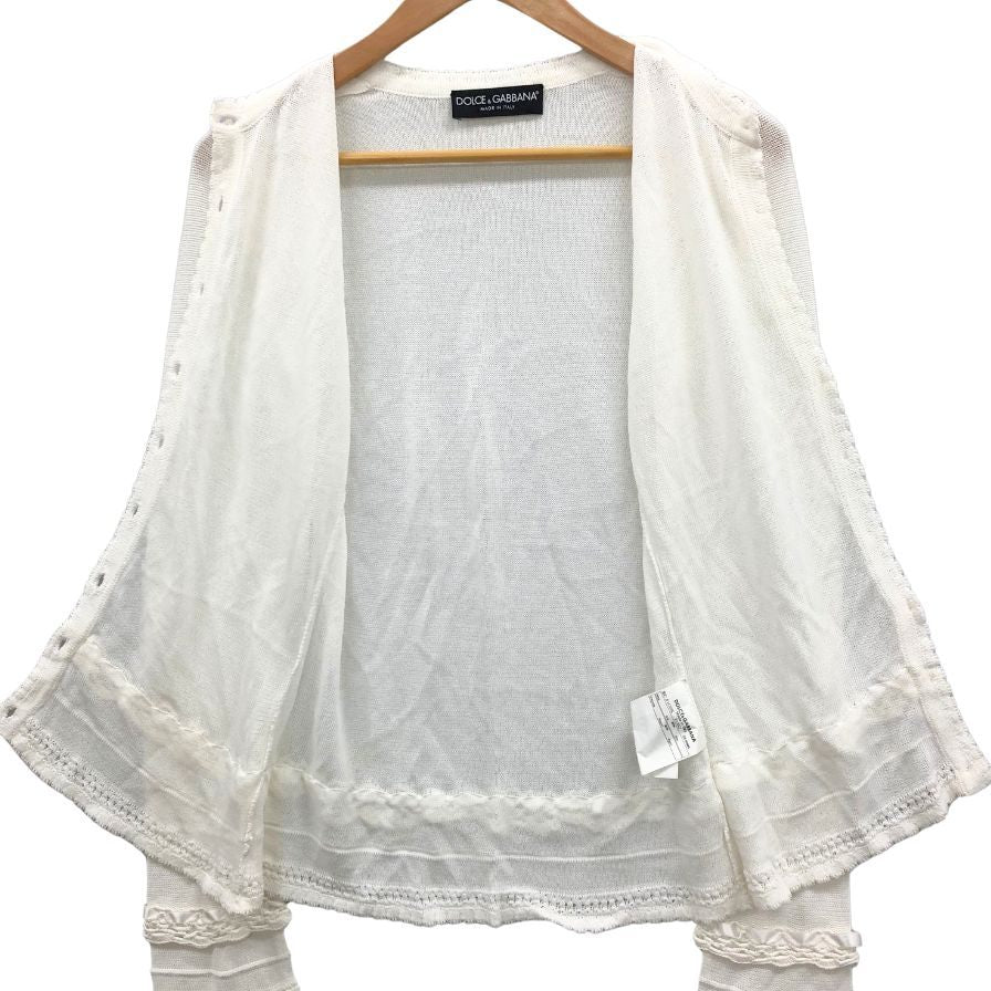 極美品◆ドルチェ&ガッバーナ カーディガン シルク&レーション レディース サイズ42 ホワイト DOLCE&GABBANA 【AFB44】