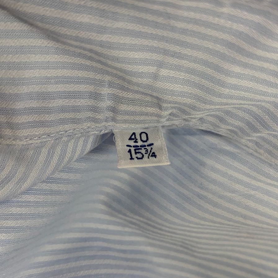 美品◆バルバ シャツ ドレスシャツ ストライプ柄 イタリア製 コットン ブルー サイズ40 メンズ BARBA 【AFB40】