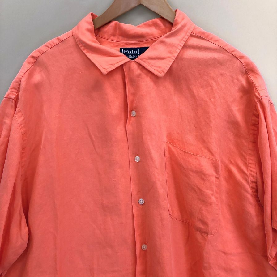 中古◆ポロ ラルフローレン ヴィンテージ開襟シャツ オレンジ メンズ サイズXXL POLO RALPH LAUREN 【AFB45】