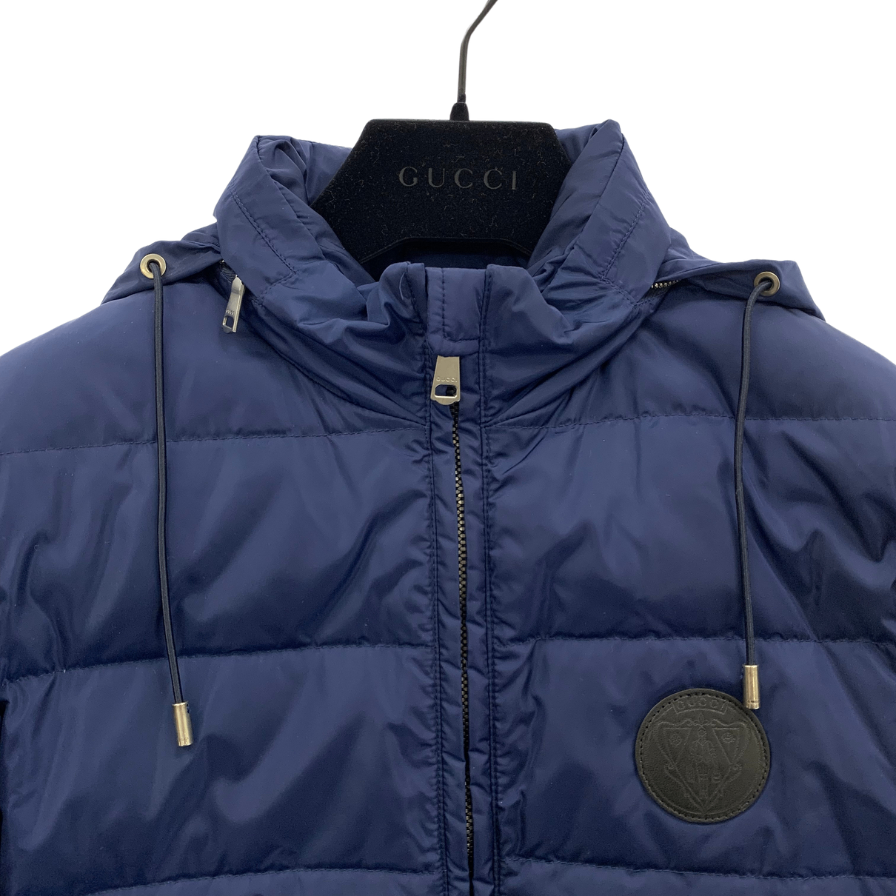 美品◆グッチ ダウンジャケット 裏地GG柄 ナイロン ネイビー サイズ38 429854 CUCCI レディース【AFB40】