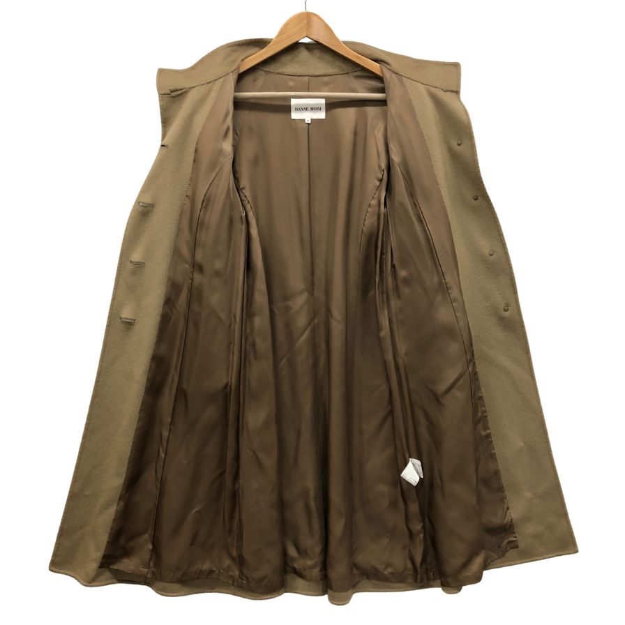 美品◆ハナエ モリ レディース スタンドカラー ボタンコート カシミア100% キャメル サイズ38 HANAE MORI 【AFA4】