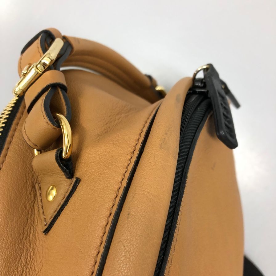 エムエスジーエム レザーリュック ブラウン バックパック カーフスキン 牛革 MSGM【AFE12】