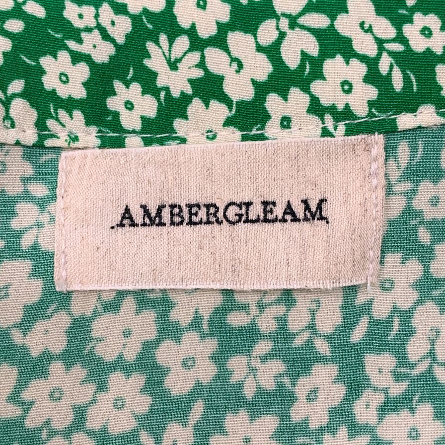 極美品◆アンバーグリーム ワンピース 総柄 花柄 グリーン系 レディース ショート AMBERGLEAM 【AFB37】