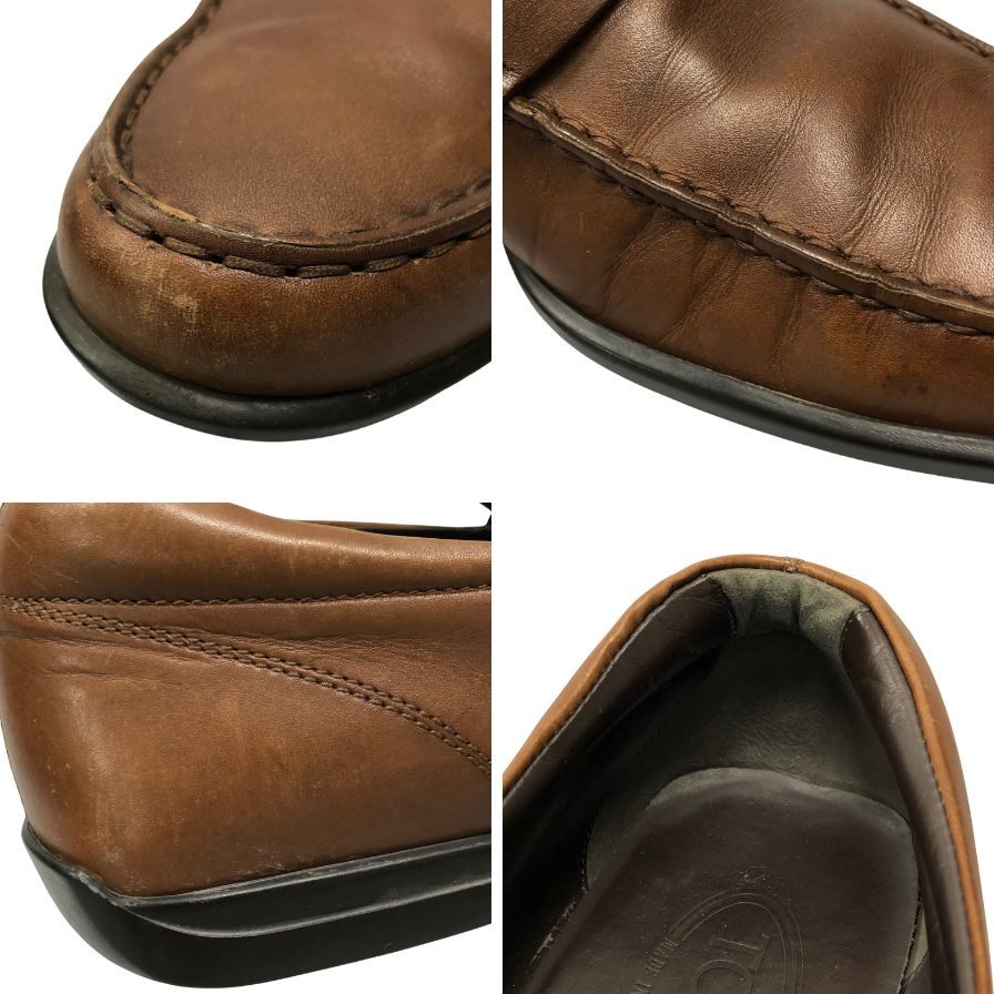 トッズ ペニーローファー ラバーソール レザー ブラウン メンズ サイズ7 TOD'S 約25.5cm【AFD8】