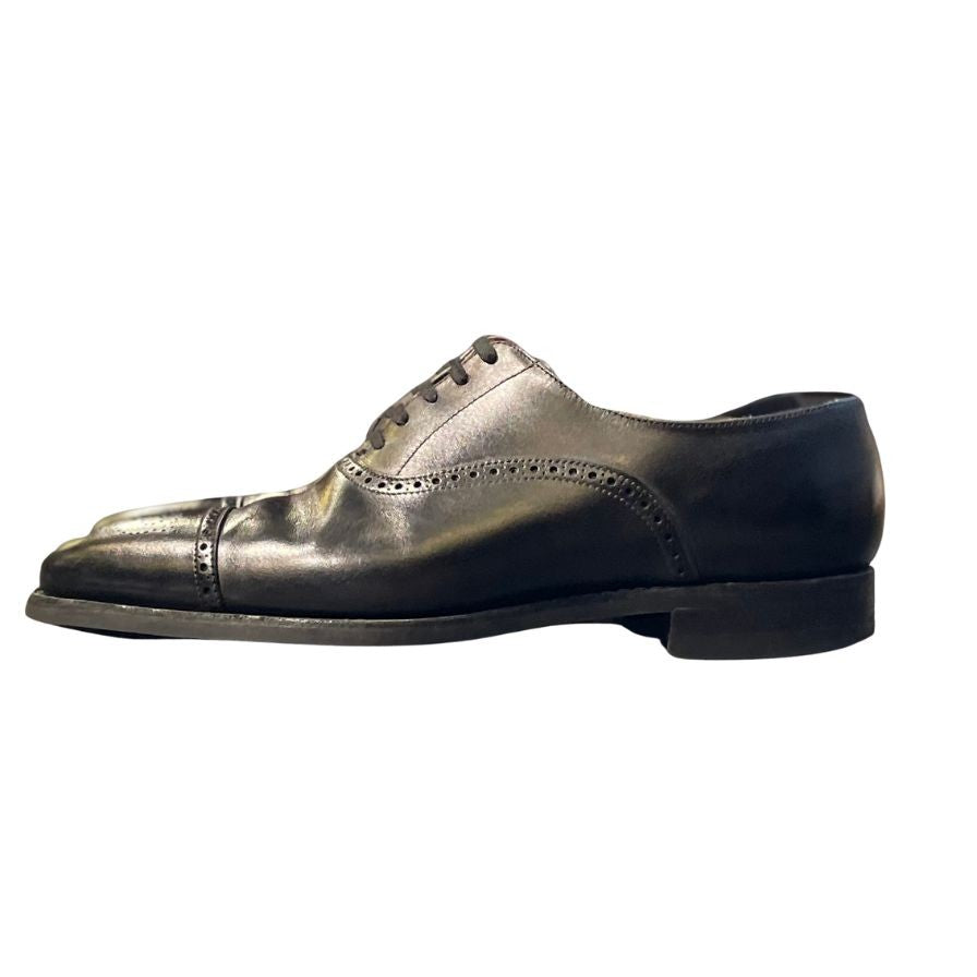 クロケット&ジョーンズ レザーシューズ トレーディングポスト別注 MALTON セミブローグ ブラック メンズ サイズUK6E CROCKETT&JONES 約24.5cm【LA】【中古】