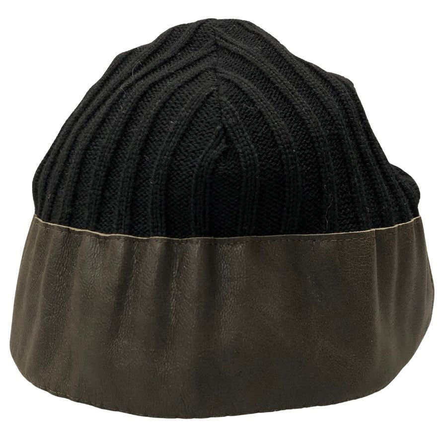 エンポリオアルマーニ ニット帽 レザー切替 ブラック サイズ59 EMPORIO ARMANI