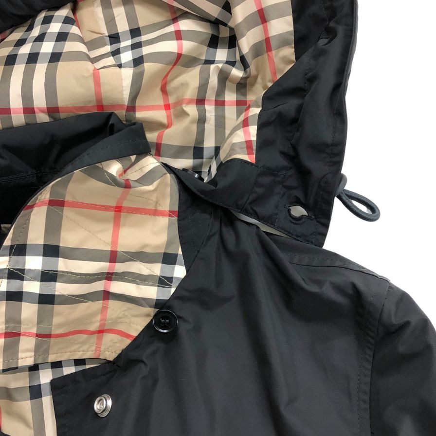 極美品◆バーバリー フーデットコート 現行 ブラック 裏地チェック レディース UK4 8022731 BURBERRY 【AFB16】