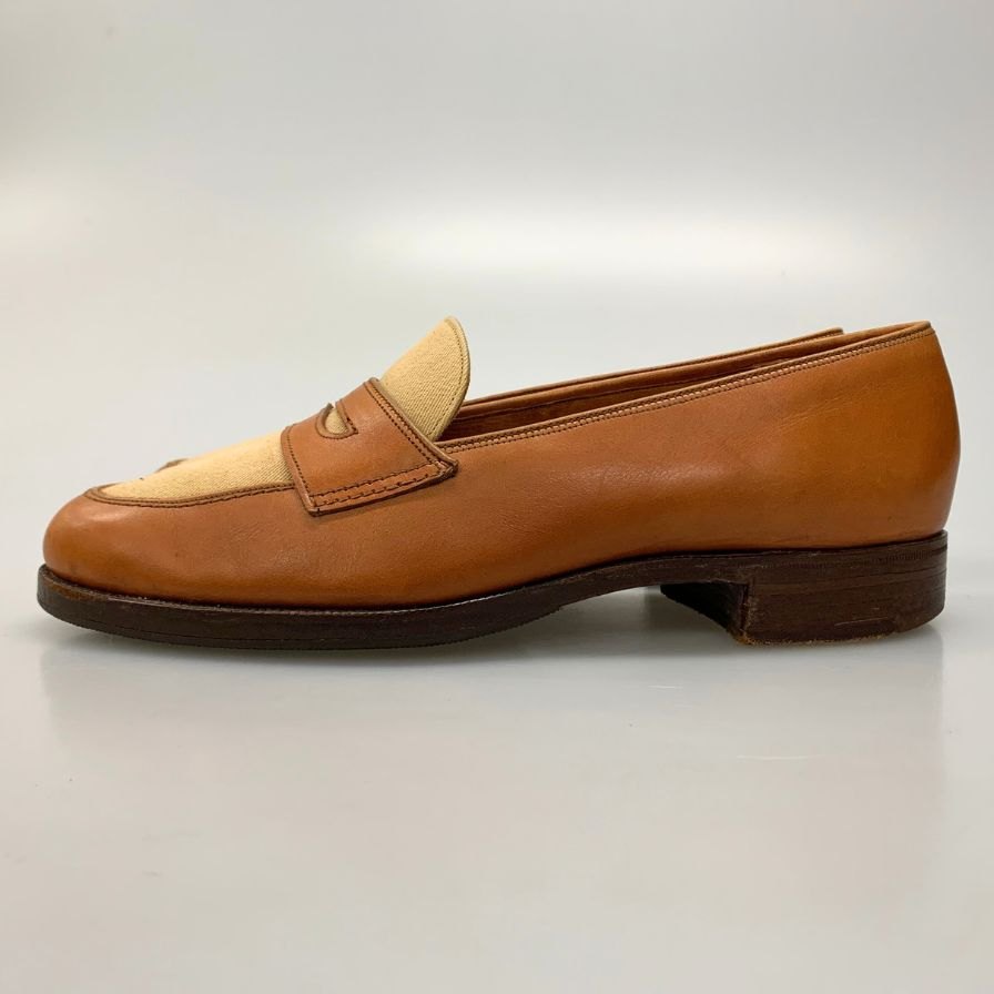クロケット&ジョーンズ ローファー キャンバスコンビ メンズ ブラウン サイズUK5.5E CROCKETT&JONES 約24.0cm【AFC44-2】