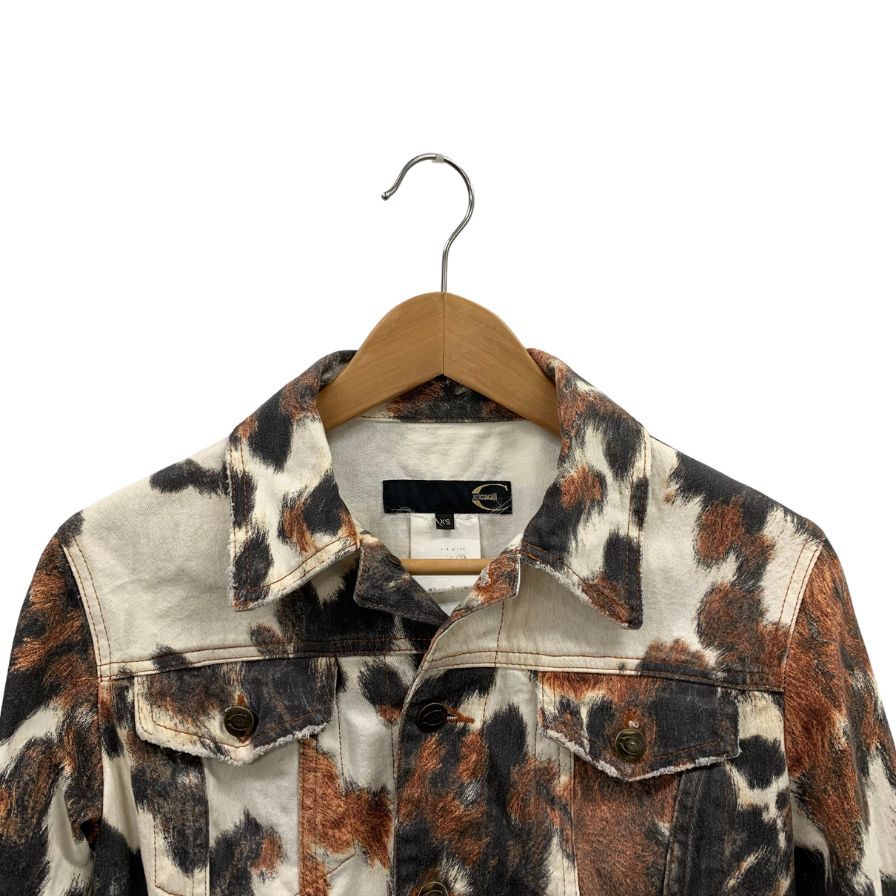 美品◆ジャストカヴァリ デニムジャケット 総柄 サイズXS レディース マルチカラー just cavalli 【AFB4】