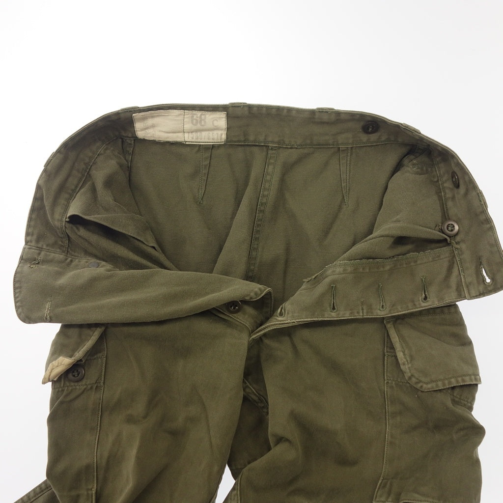 中古◆フランス軍 カーゴパンツ M64 60or70年代 レディース オリーブ サイズ68c FRENCH ARMY VINTAGE【AFB4】