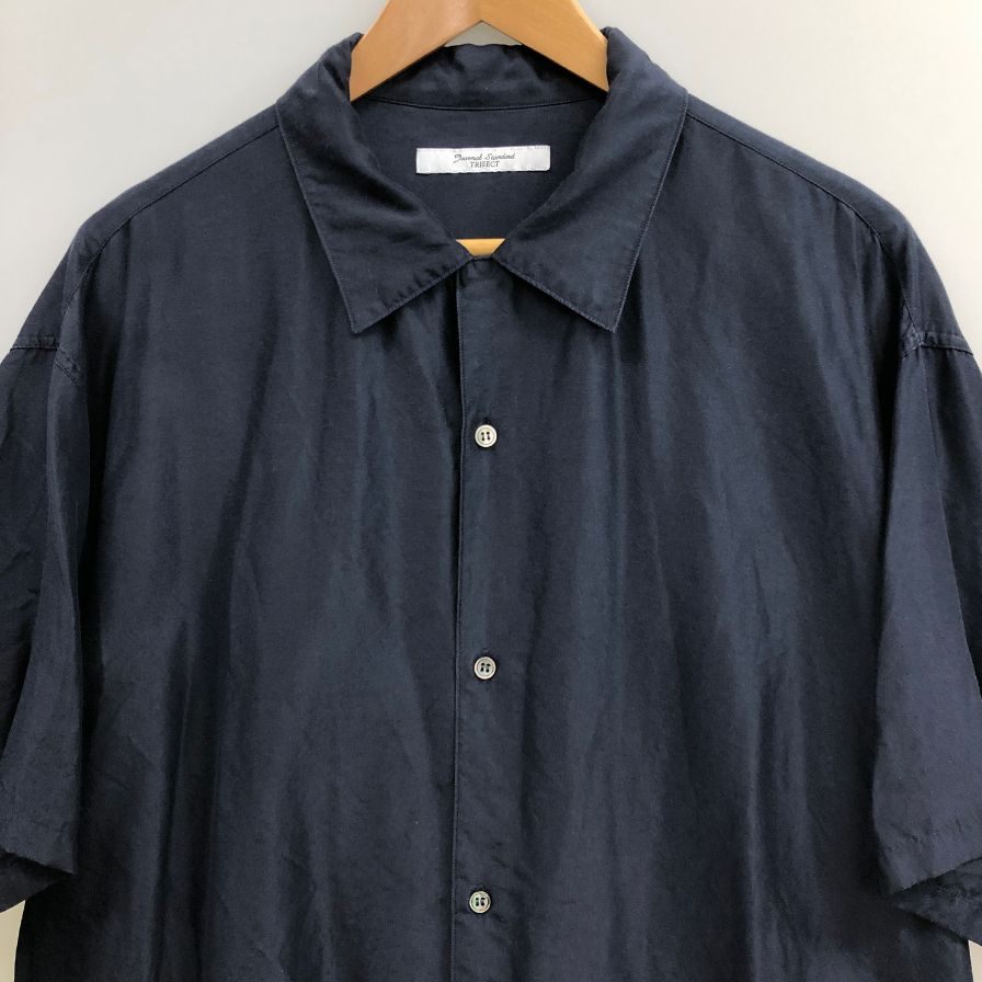 美品◆ジャーナルスタンダード シャツ シルク 半袖 ネイビー サイズM メンズ JOURNAL STANDARD 【AFB6】