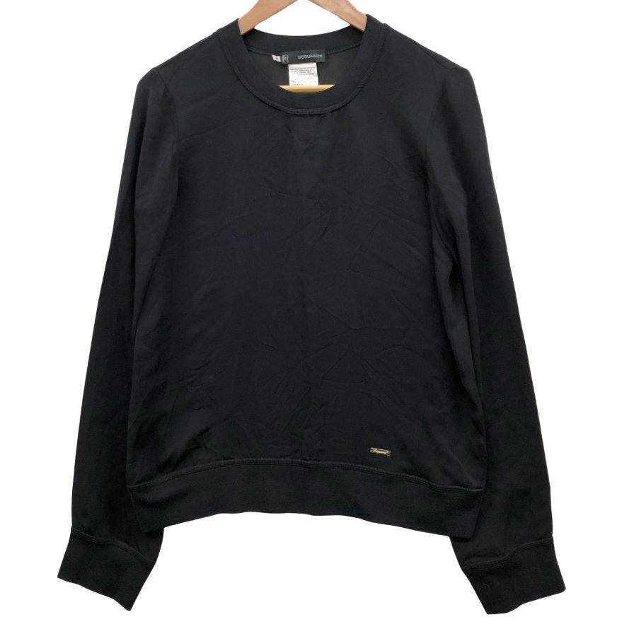 極美品◆ディースクエアード トップス シルク100% レディース サイズ42 ブラック S72NC0452 S40249 DSQUARED2 【AFB44】