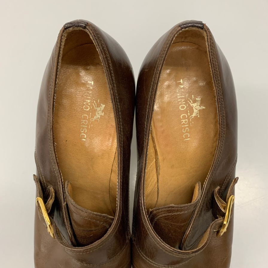 タニノクリスチー ヒールパンプス モンクストラップ ブラウン ゴールド金具 レディース サイズ37B TANINO CRISCI 約23.5cm【AFC4】